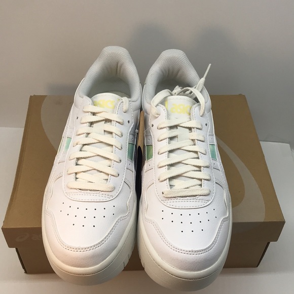 Asics Womenś Japan S PF Retro Platform Sneaker Size 9 White/Oasis Green Color - Picture 2 of 12